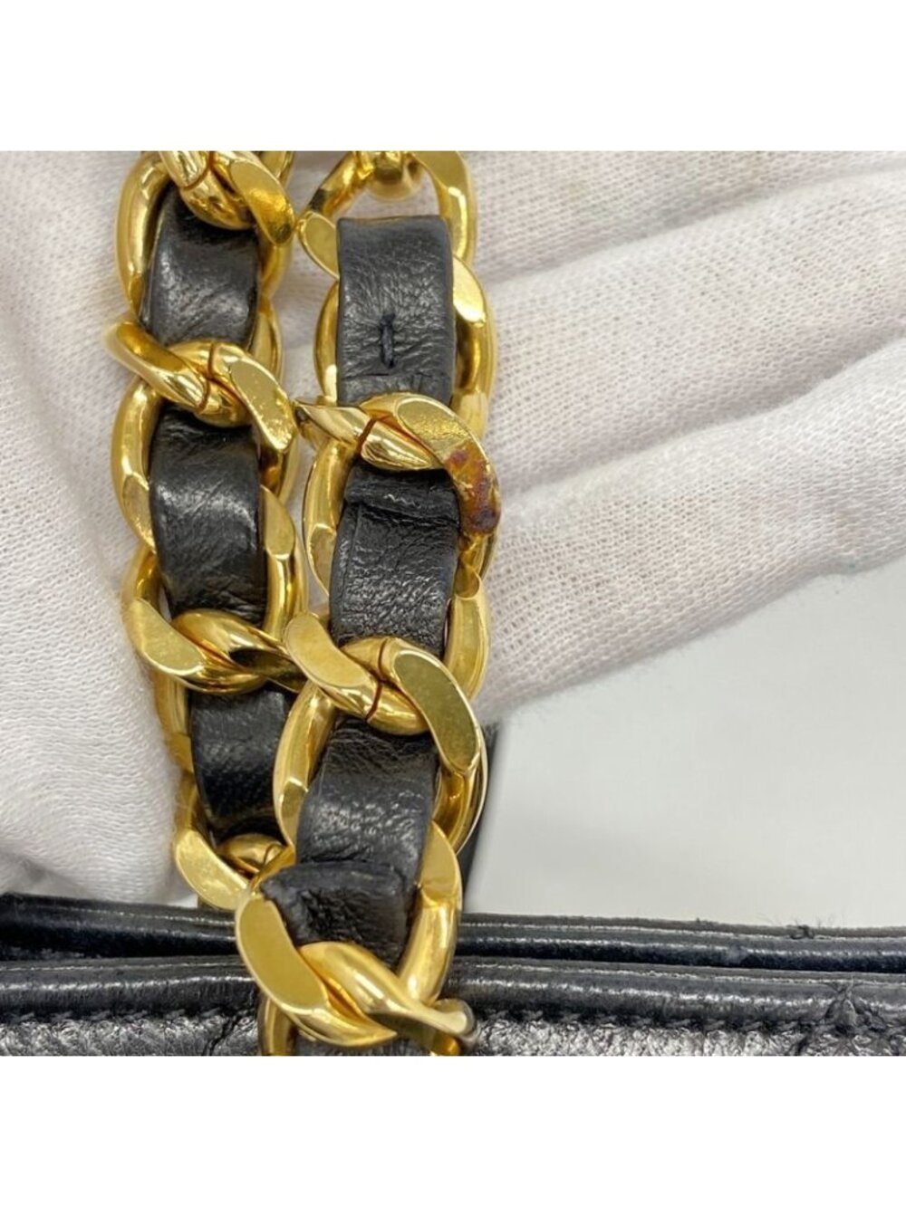 Chanel Chain Quilted Lambskin Black Gold Tote - Picture 8 of 10